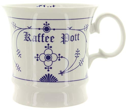 Ocean-Line Herrenbecher  Kaffee Pott  Kapitäns Becher Indisch Blau / Strohblume Porzellan