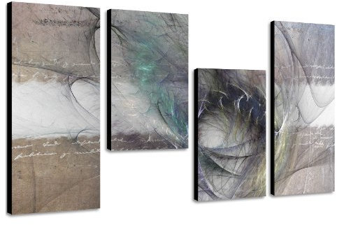 Augenblicke Wandbilder Das passt an Jede Wand - 130x70cm 4 teiliges abstraktes Keilrahmenbild (30x70+30x50+30x50+30x70cm) abstraktes Wandbild mehrteilig Gemälde-Stil handgemalte Optik Vintage