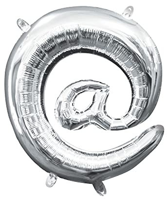 Amscan 3306401 - Mini Shape Folienballon Symbol @, silber, Größe circa 33 x 35 cm, Heliumballon