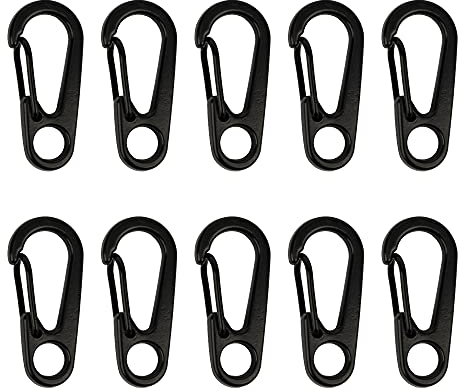 Temlum 3,3 cm Mini Karabiner Set, Aluminium Karabinerhaken, Karabiner Klein Schlüsselanhänger Haken für Camping, Reisen, Wandern (Schwarz 10 stück)