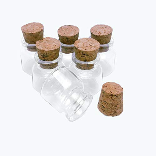 Jarvials 50pcs Bouteille En Verre Transparent avec Bouchon En liège, Mini Bouteilles en Verre Capacité 10ml, Diamètre Extérieur 30 mm, Décoration de Mariage, Bijoux, Loisirs Créatifs et Artistiques