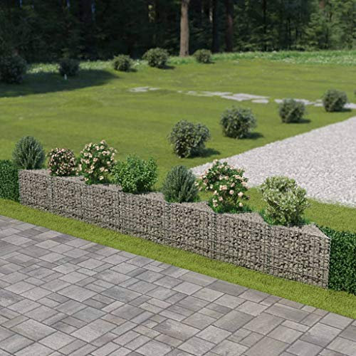Festnight Gabionenwand | Gabionen-Pflanzkorb | Gabionen Hochbeet | Gabionenkörbe | Steinkörbe Blumenkasten | Gabione Pflanzkübel | Gabionen pflanzgefäß | Verzinkter Stahl 630/450×30×100/50 cm