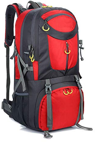 Reiserucksack leichte wasserdichte Outdoor-Sportarten Bergsteigen Camping Rucksack Angeln Reisen Radfahren Rucksack für Männer und Frauen groß (40L / 50L / 60L) Blau/rot