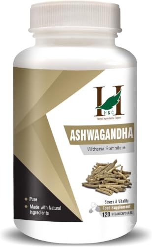 H&C Ashwagandha Capsules (Withania Somnifera) - 900mg per Serving, 120 Vegan Capsules | for General Wellness
