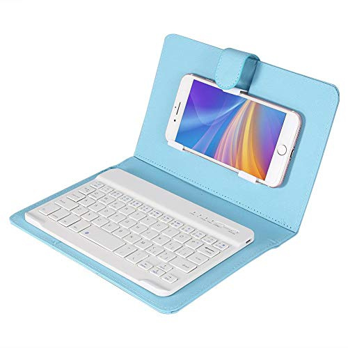 Oumij Tastiera Bluetooth Pieghevole - Tastiera Wireless Portatile con Custodia Protettiva Rimovibile, per Cellulare Bluetooth 4.5 -6.8 - Compatibile per Telefoni Android/Windows/iOS(Blu)