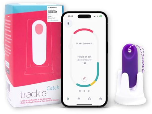 Trackle - Thermomètre basal vaginal pour la symptothermie - Connecté à son application de cycle certifiée et gratuite - Mesure en continu durant la nuit (Classique)