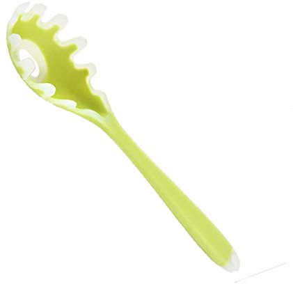 Inzopo - Servidor de espagueti de silicona, tenedor de pasta de silicona, cuchara de espagueti antiadherente, 28,5 cm de longitud, color verde 2