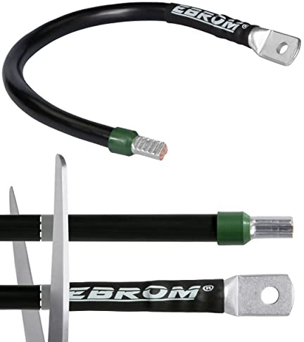 EBROM Battery cable, car cable, 50 mm², black, fully assembled + heat shrink tube from 30 cm to 10 metres, many available lengths + ring eyelets/cable lugs M6/M8/M10/M12 + wire sleeve opposite