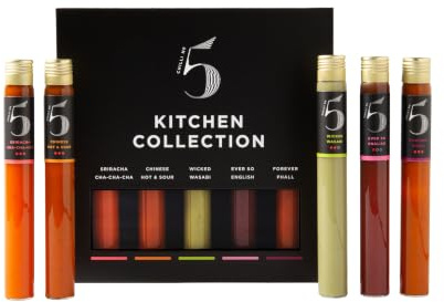 Chilli No.5 | Kitchen Collection, Selection de Sauces Piquantes pour Cuisines ethniques, Vegan, 5 x 25 Millilitres dans Coffret Cadeaux Exclusif