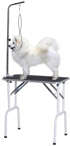 PawHut Trimmtisch klappbar Tierpflegetisch Schertisch Pflegetisch für Hunde Katzen Metall Schwarz 81 x 48,5 x 80 cm