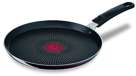 Tefal - D52210 - Resist Intense - Flame Protect - Poêle à crêpes - Revêtement antiadhésif - Résistant - Signal thermique - Forme idéale - Nettoyage facile - Sûr - Rouge bordeaux - 25 cm