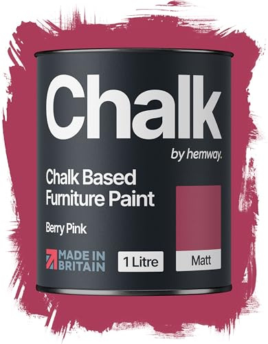 Hemway Chalk Based Furniture Paint, Berry Pink 1L, Matt Finish | Shabby Chic, Chalk Paint Furniture & Walls, Quick Dry & 1 Coat