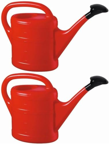 KOVA 2X Gießkanne 5L ROT + 1x BILDMAGNET! Blumenkanne Kunststoff für groß & klein Garten & Zimmerpflanzen Gießkannen Gieskanne Gieskannen Giesskanne 5 Liter Watering Can Kinder Zimmergießkanne