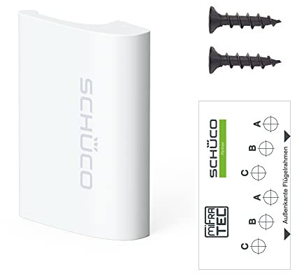 Schüco Balkontürgriff Ziehgriff weiß | NEU Design Ziehgriff Deluxe mit Schrauben und Schablone als Komplettset