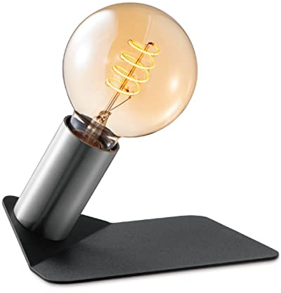 Moderner Tischlampe Boyd | 13/13/5,3cm | Chrom | Nachttischlampe | Metall | für E27 LED Leuchtmittel | Mit Kabelschalter | Geeignet für Wohnzimmer und Home-Office