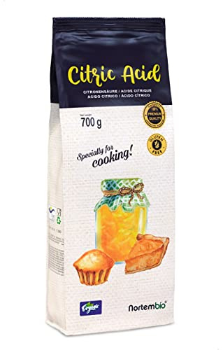 Nortembio Acido Citrico Alimentare in Polvere 700 g – Qualità Gourmet – Correttore di Acidità 100% Naturale – Ideale per Marmellate, Pasticceria, Bevande e Ricette Fatte in Casa – eBook Incluso