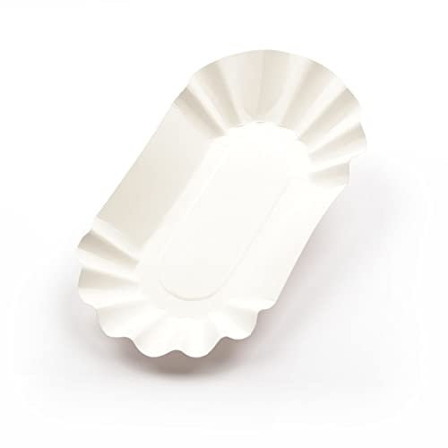Generisch 250 Stück Pappschalen KU1 (10×20×3,2 cm), ohne Beschichtung, weiß Pappschale Pommesschale Currywurstschale Snackschale Pommes-Schale