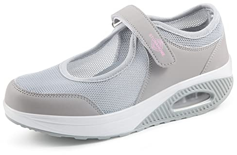 STUNAHOME Women's Orthopedic Air Cushion Shoes Casual Mesh Comfortable Working Nurse Shoes Lightweight Platform Mary Jane Sneakers Breathable Walking Running Trainers