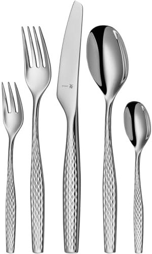 WMF Sentic Edelstahl Besteck Set 6 Personen, Essbesteck Set 30 teilig, Monobloc-Messer, Cromargan protect poliert, kratzbeständig, spülmaschinenfest