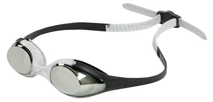 ARENA Unisex Youth Spider Junior Swim Goggles Girls and Boys Ages 6 to 12 Anti-Fog Mirror Lens Easy to Adjust Strap No Leak, Silver/Gray/Black