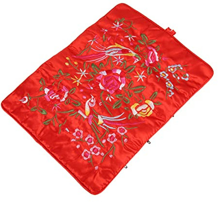 Cabilock Elegante Bestickte Schmuckrolltasche Mehrzweck-aufbewahrungstasche Schmucktasche Organizer Roter Für Reisen Und Den Täglichen Gebrauch
