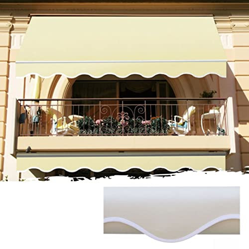Tenda da sole a caduta 300x250cm, con braccetti e mantovana per balcone esterno, tessuto impermeabile 280gr/mq, senza cassone (Beige)