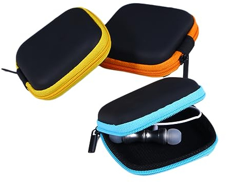 KICHOUSE Mini Headphone Storage Box Hard Shell Carrying Case with Mesh Pocket Water-Resistant Compact Travel Pouch for Earbuds Usb Cables and Small Accessories