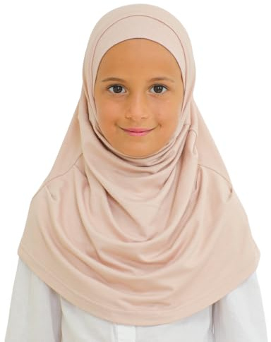 Prien Hijab för barn, turkisk huvudduk flickor, muslimsk damhalsduk, viscidduk, islam huvudduk, muslimska kvinnor Khimar Abaya, lätta kläder, tesdörr Giyim, Beige