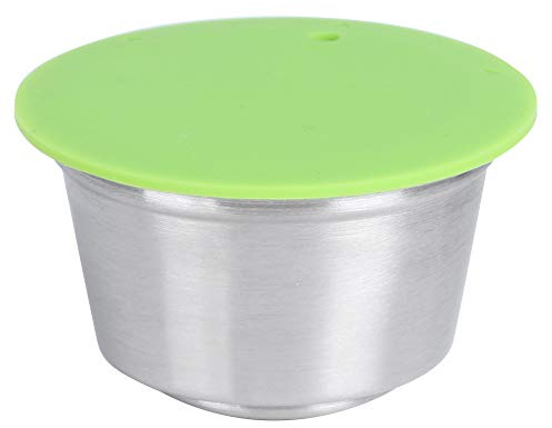aqxreight Kaffekapsel, återanvändbar, påfyllningsbar kaffekapselkopp gjord av rostfritt stål, lämplig för kaffemaskin (GRÖN)