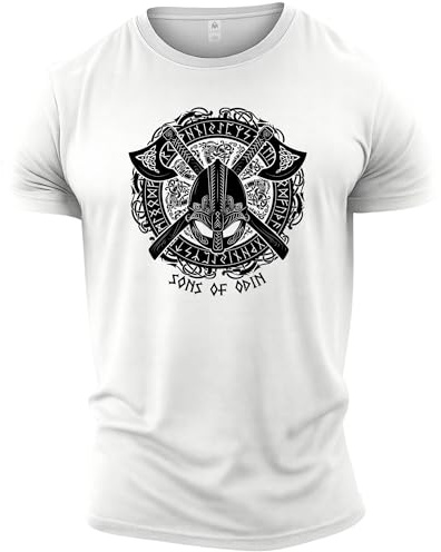 GYMTIER Sons of Odin - Helmet Vikings - Men's Gym T-Shirt Bodybuilding Training Workout Lifting Top Clothing