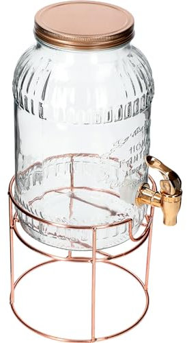 3,8L Getränkespender aus Gls mit Zapfhahn und Ständer| Wasserspender Saftspender Limonadenspender Gartenparty Tank für Sommer Saft, kaltes Wasser, Eis, Milch, Bier Täglich Outdoor Party