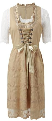 Trachten Damen Dirndl Midi Kostüm Oktoberfest Dirndl Kleid Mit Schürze Dienstmädchen Uniform Oktoberfest Outfit Halloween Kostüm Karneval Oktoberfest-Dirndl