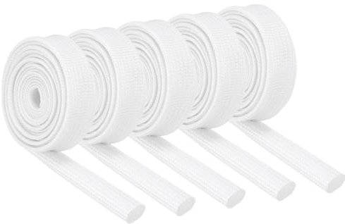 QUARKZMAN Guaine Antincendio Treccia Isolante, Guaina Fibre Vetro Rivestita Silicone Alta Temperatura per Tubi Flessibili Automobilistici Cablaggio Elettrico Bianco 6mm