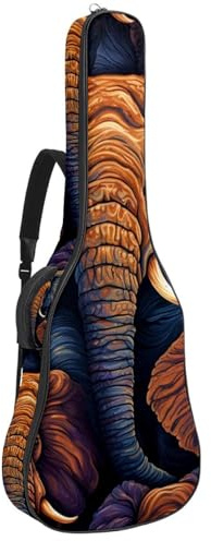 Gigbag für Akustikgitarre, groß, schöne Hülle, passend für 101,6 cm, 101,6 cm, wasserdicht, mit Schutzschicht, bunter Elefant, mehrfarbig, 42.9x16.9x4.7 in, Gitarrentasche