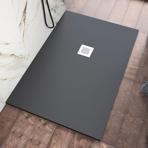 Piatto Doccia 70x100 cm Marmoresina Nero Effetto Pietra Ultraslim Antiscivolo
