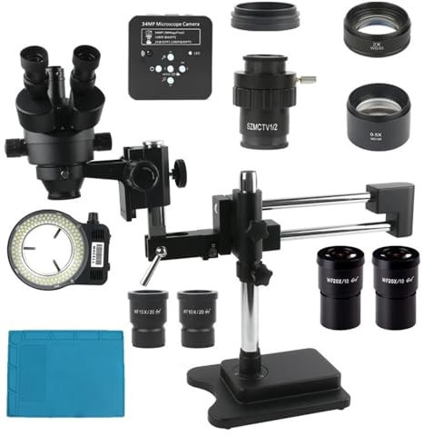 Microscope Observation 34MP 2K HDMI USB Camera 3.5X-90X Simul Focal Trinocular Stereo Zoom Microscope Double Arm Boom Stand For Phone PCB Repair
