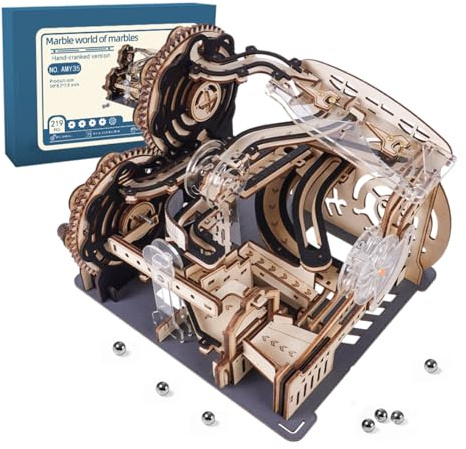 Gueiddi hölzerne 3D Puzzles für Erwachsene, Rompecabezas 3D hölzerne Puzzles Haus Erwärmung Geschenk Hobby Kit Stamm Spielzeug Home Decor (hölzerne Murmelbahn)