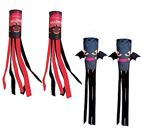 SUPVOX Halloween Windsock 4pcs Wear-resistant Windsock Flags for Festival Decor Outdoor Courtyard Garden