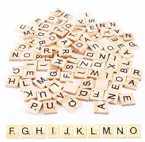ZXJLWR 200 Stück Scrabble Buchstaben Holz, A Bis Z Holzbuchstaben Set, 20 X 18 X 5mm Buchstaben Holz, Für Brettspiele Hochzeit Rahmen Wandkunst Ersatz DIY Handwerk Schmuck Scrapbooking