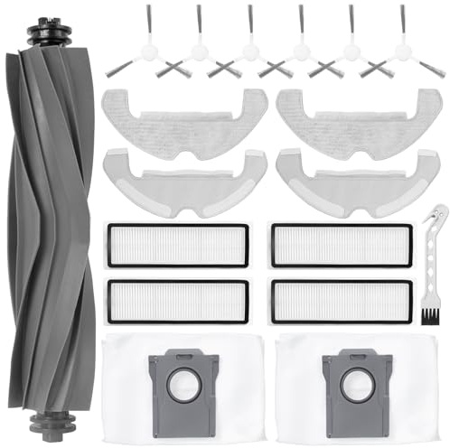 Heykewi 18 Zubehörset für Dreame D10 Plus Gen 2 Staubsauger Roboter Ersatzteile, 1 Hauptbürsten, 6 Seitenbürsten, 4 Wischtücher Pads, 4 Filter, 2 Staubbeutel, 1 Reinigungsbürste