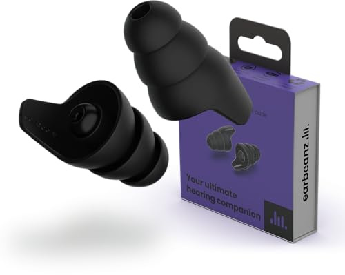 EarBeanz Tapones para los oídos para enfocar, relajarse y viajar - Protección auditiva cómoda y reutilizable - Ajuste perfecto - Ayuda a aliviar la fatiga y la sobreirritación - Negro