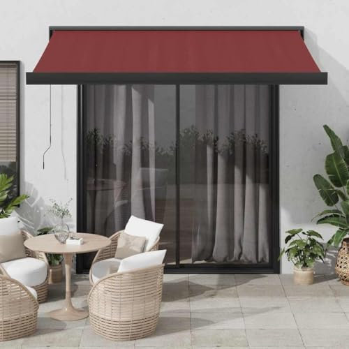 Gecheer Tenda da Sole Retrattile Automatica da Parete per Patio e Veranda, Borgogna e Antracite 350x250 cm da Muro