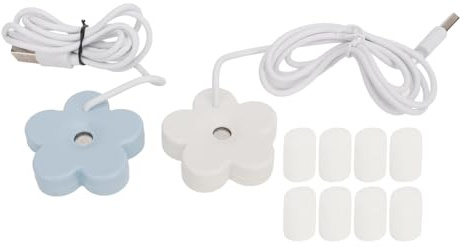 Humidificador USB de flores pequeñas, nebulizador creativo y lindo, humidificador de aire portátil, blanco y azul, mini fuente de alimentación USB de enchufe directo para mesita de noche, oficina