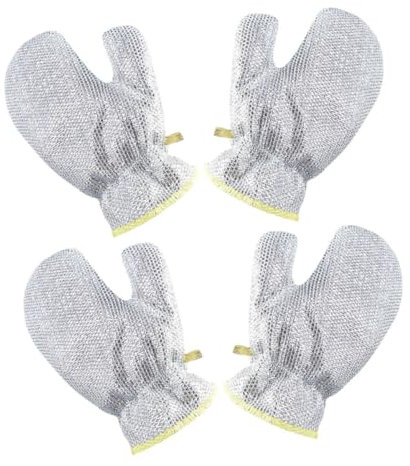 HOODANCOS 2 Pairs Wire Dish Gloves Kitchen Cleaning Gloves Reusable Non-scratch Steel Wire Pvc Inner Layer Overlock Edges Hanging Loop for Kitchen Use Random Color