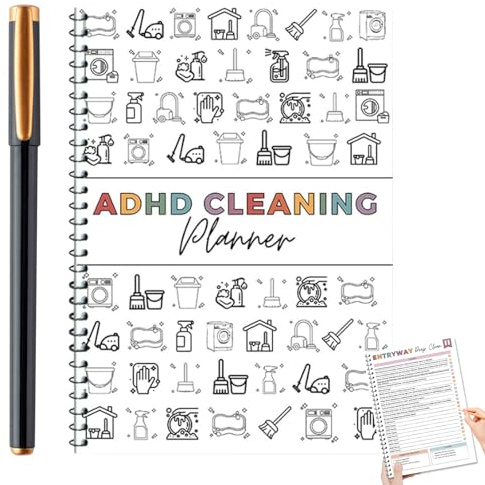 ADHD-Reinigungsliste - Adhd Reinigungs & OrganisationsWerkzeug-Adhd-Reinigungsplaner-Checkliste, Zeitplan, editierbar, Hausreinigungsplan, täglich, wöchentlich, monatlich, Organizer, Aufräumen