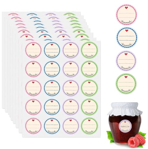 400 Stück Marmeladen Etiketten Selbstklebend 4 Farbe Dekorative Sticker,Ø38 mm Etiketten für Marmeladengläser von Einmach Gläsern Gewürzetiketten Rund Ablösbar für Flasche