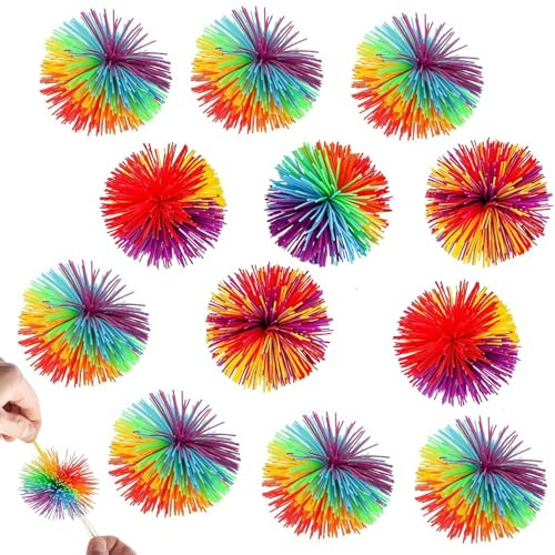 12 Stück Hüpfball Silikon Spielzeug Ball Bunte Silikon Ball Hüpfball Stressbälle Weiche Bälle Regenbogen für Erwachsene
