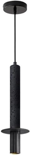 Lampadario da Comodino in Pietra Naturale a Tubo Lungo Creativo Giapponese Lampadario Moderno Nordico in travertino Nero per Cucina ad Isola Lampada a Sospensione Cilindro Minimalista Sala da Pranzo