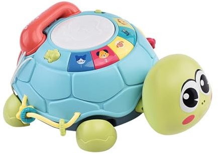 Fenteer Giocattoli musicali per bambini a forma di che gattona, giocattoli per il tempo a pancia in giù, luminosa multifunzione che