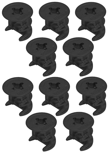 cyclingcolors 10x Dado per giunto eccentrico connettore ricambio per collegamento mobili cassetti armadi scaffali, nero con bordo 15x16mm